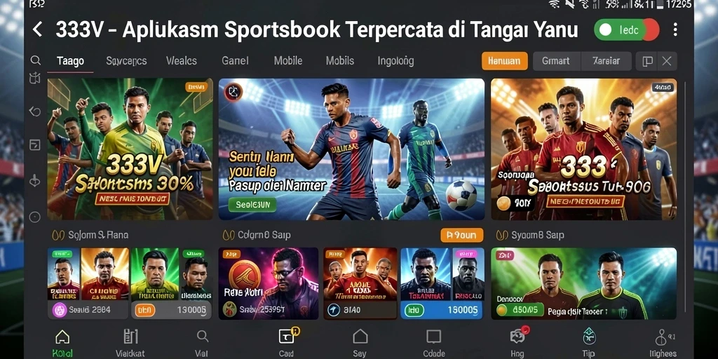 Screenshot 333V menampilkan antarmuka taruhan olahraga yang menarik.