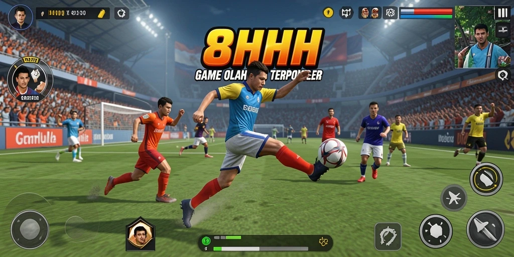 Tangkapan layar gameplay 8HHH yang menampilkan pertandingan olahraga intens.