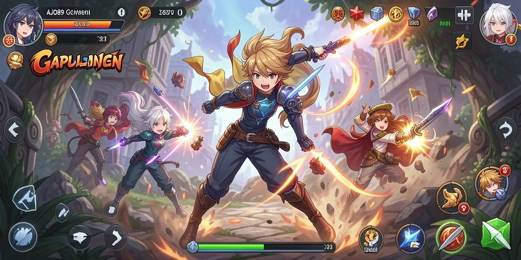 Tampilan menakjubkan dari gameplay AJO89 dengan karakter anime yang menawan.