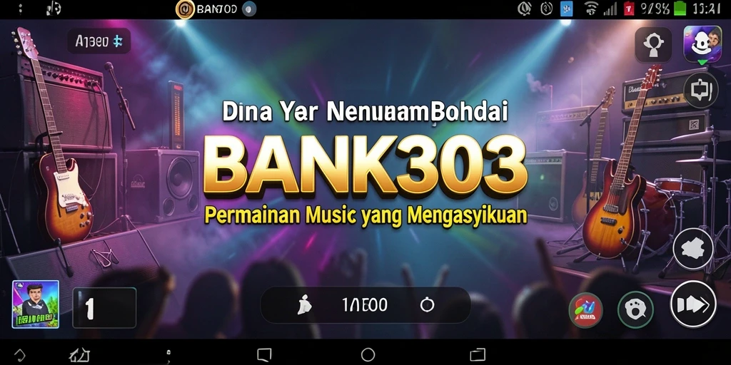 Tampilan screenshot utama BANK303 yang menunjukkan gameplay musik yang seru dan interaktif.