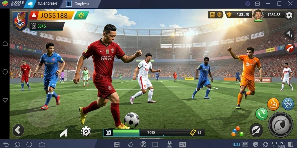 Screenshot gameplay JOSS188 yang menampilkan aksi seru di lapangan sepak bola.