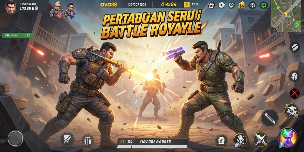 Screenshot OVO88 menampilkan pertarungan intens di arena Battle Royale.