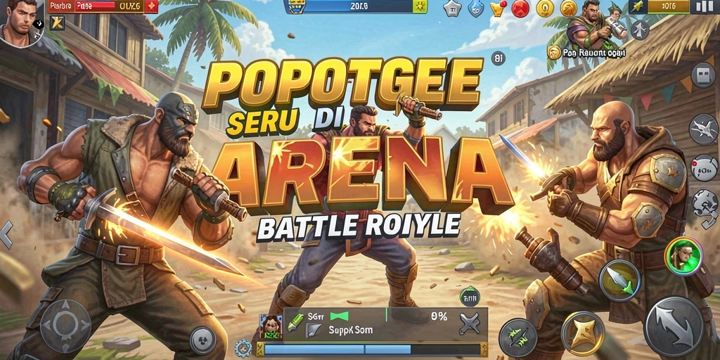 Screenshot gameplay POPOTOGEL yang menampilkan aksi Battle Royale yang mendebarkan.