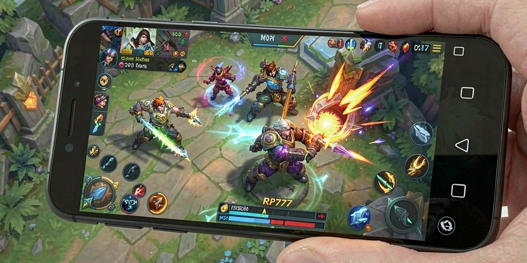 Tampilan gameplay seru dengan aksi heroik dalam RP777.