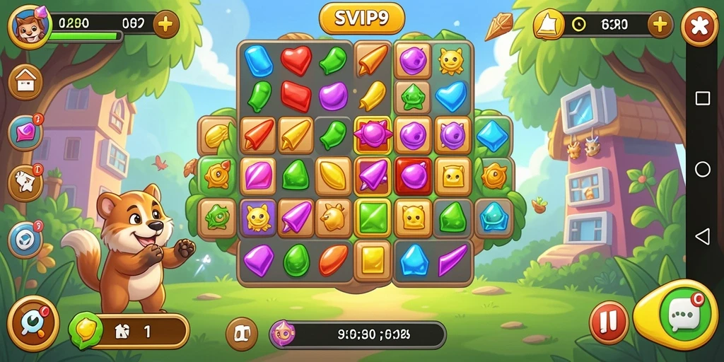 Tampilan gameplay SVIP9 dengan tantangan Match-3 yang seru.