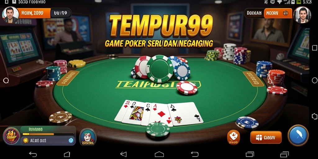 Screenshot gameplay TEMPUR99 menampilkan aksi Poker yang mendebarkan.