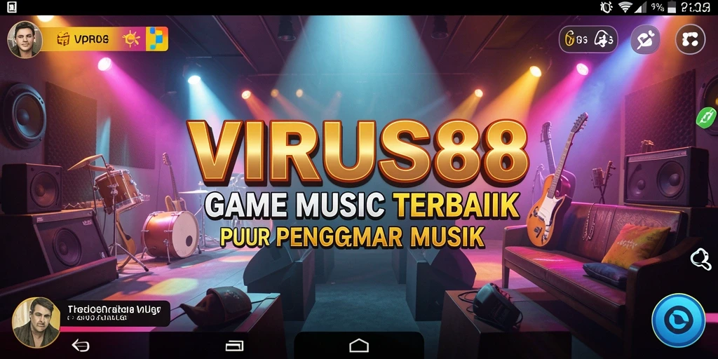 Tampilan gameplay VIRUS88 dengan aksi musik yang seru.